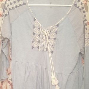 Hannah powder blue lace up blouse